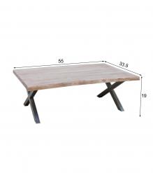 SOLID LIVE EDGE WOOD COFFEE TABLE W/ METAL BASE