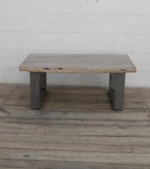 SOLID LIVE EDGE WOOD COFFEE TABLE W/ METAL BASE