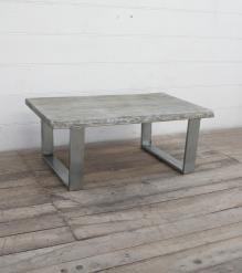 SOLID LIVE EDGE WOOD COFFEE TABLE W/ METAL BASE