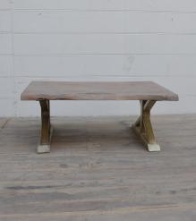 SOLID LIVE EDGE WOOD & IRON COFFEE TABLE