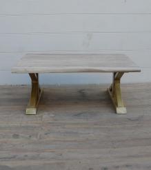 SOLID LIVE EDGE WOOD & IRON COFFEE TABLE