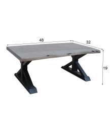 SOLID LIVE EDGE WOOD & IRON COFFEE TABLE