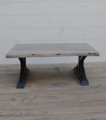 SOLID LIVE EDGE WOOD & IRON COFFEE TABLE
