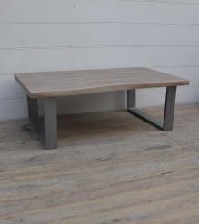 SOLID LIVE EDGE WOOD COFFEE TABLE W/ METAL BASE