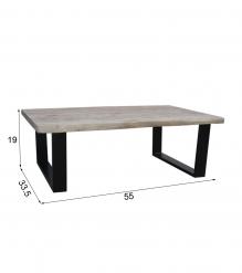 SOLID LIVE EDGE WOOD COFFEE TABLE W/ METAL BASE