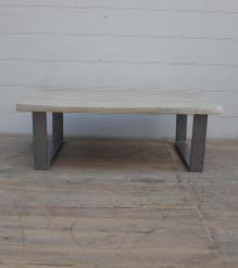 SOLID LIVE EDGE WOOD COFFEE TABLE W/ METAL BASE