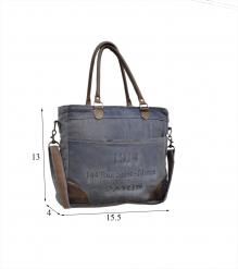 CANVAS & FULL HIDE LEATHER TOTE BAG
