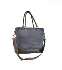 CANVAS & FULL HIDE LEATHER TOTE BAG