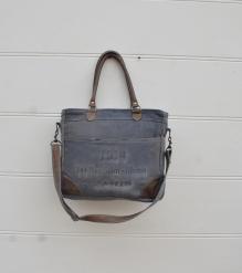 CANVAS & FULL HIDE LEATHER TOTE BAG