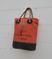 CANVAS & FULL HIDE LEATHER TOTE BAG