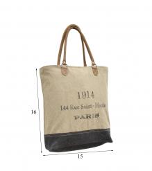 CANVAS & FULL HIDE LEATHER TOTE BAG