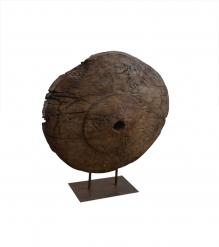 SOLID WOOD WHEEL W/ IRON STAND