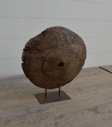 SOLID WOOD WHEEL W/ IRON STAND