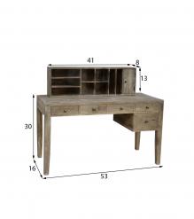 2 PIECE SOLID WOOD DESK W/ 5 DRAWERS + ORGANIZER