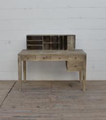 2 PIECE SOLID WOOD DESK W/ 5 DRAWERS + ORGANIZER