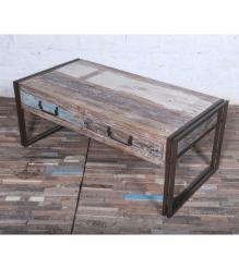 SOLID RECLAIMED TEAK WOOD & IRON COFFEE TABLE W/ DRAWERS