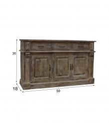 SOLID WOOD 3 DRAWER / 3 DOOR SIDEBOARD