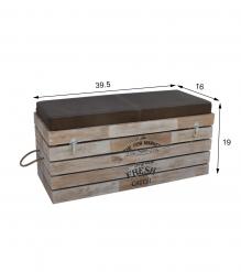 SOLID WOOD & LEATHER UPHOLSTERED TRUNK BENCH