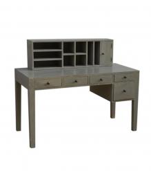 2 PIECE SOLID WOOD DESK W/ 5 DRAWERS + ORGANIZER