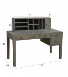 2 PIECE SOLID WOOD DESK W/ 5 DRAWERS + ORGANIZER