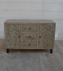 HAND CARVED SOLID WOOD  3 DRAWER & 2 DOOR SIDEBOARD