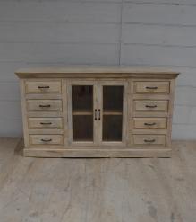 SOLID WOOD 8 DRAWERS 2 GLASS DOORS SIDEBOARD
