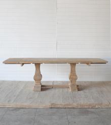 SOLID WOOD PEDESTAL EXTENSION DINING TABLE