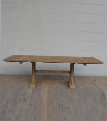 SOLID WOOD X BASE TRESTLE DINING TABLE W/ EXTENSIONSE