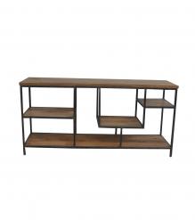 SOLID WOOD & IRON SHELVING UNIT
