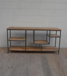 SOLID WOOD & IRON SHELVING UNIT