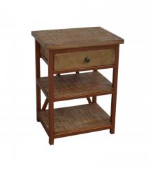 SOLID WOOD & IRON NIGHTSTAND / END TABLE