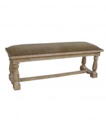 UPHOLSTERED SOLID WOOD & LEATHER BENCH