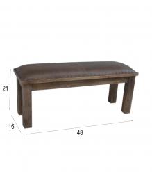 SOLID WOOD & LEATHER BENCH