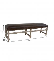 SOLID WOOD & UPHOLSTERED LEATHER BENCH
