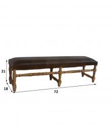 SOLID WOOD & UPHOLSTERED LEATHER BENCH
