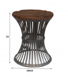 SOLID WOOD & IRON END TABLE