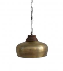 METAL HANGING PENDANT LIGHT W/ WOOD ACCENT
