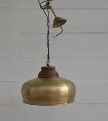 METAL HANGING PENDANT LIGHT W/ WOOD ACCENT