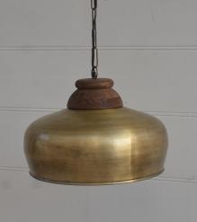 METAL HANGING PENDANT LIGHT W/ WOOD ACCENT