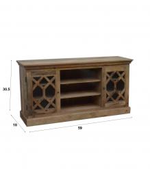 SOLID WOOD & GLASS MEDIA CABINET SIDEBOARD