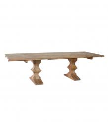 SOLID WOOD PEDESTAL EXTENSION DINING TABLE