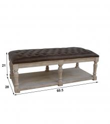 SOLID WOOD & FULL HIDE LEATHER COFFEE TABLE
