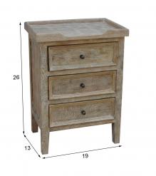 SOLID WOOD 3 DRAWER NIGHTSTAND END TABLE