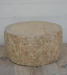 HAND CARVED SOLID WOOD ROUND COFFEE TABLE