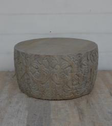 HAND CARVED SOLID WOOD ROUND COFFEE TABLE