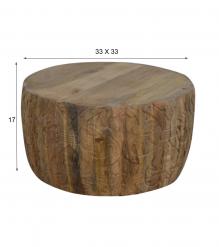 HAND CARVED SOLID WOOD ROUND COFFEE TABLE