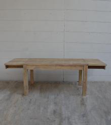 EXTENDABLE SOLID WOOD DINING TABLE W/ SELF-STORING EXTENSIONS