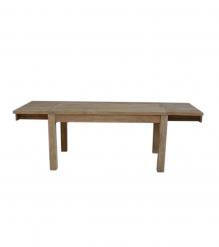 EXTENDABLE SOLID WOOD DINING TABLE W/ SELF-STORING EXTENSIONS