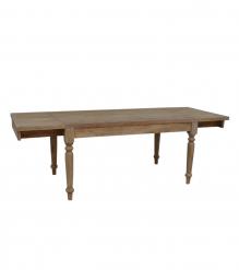 EXTENDABLE SOLID WOOD DINING TABLE W/ SELF-STORING EXTENSIONS