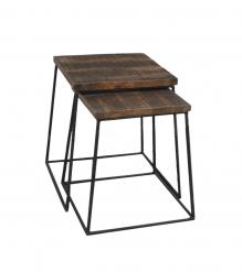 SET OF 2 WOOD & METAL END TABLES